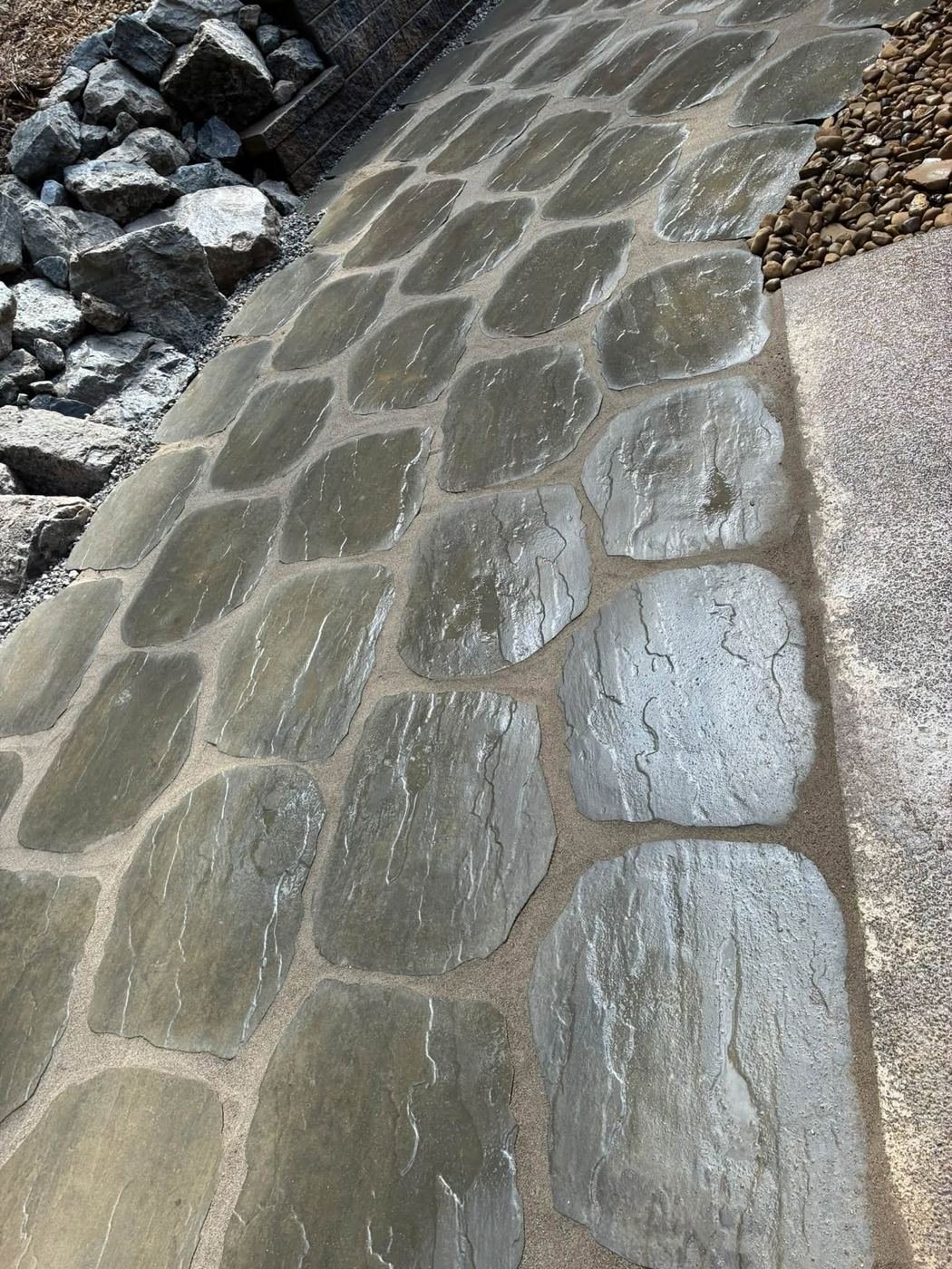 Flagstone walkway set in sand